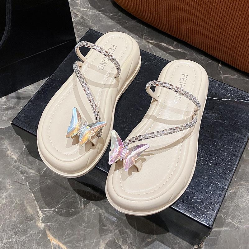 Французские однословные тапочки, женские новые швабры на толстой подошве летом 2025 года, темперамент, сандалии, фея, трендовая уличная обувь