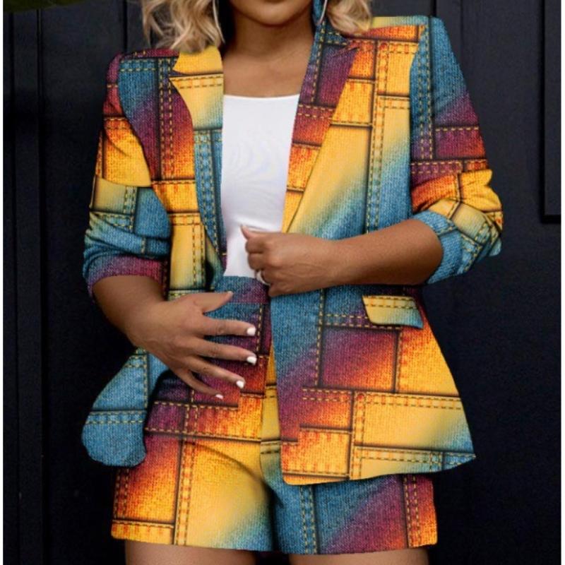 GMXIA Осень-зима Женская мода с длинным рукавом и принтом Маленький костюм воротник пальто Женщины