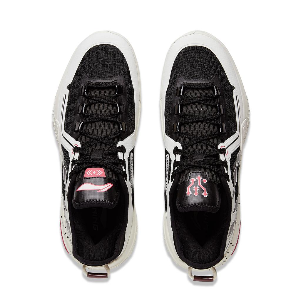 Li Ning Jie Ao, Черное Пламя Амортизация Скользкие Устойчивые к Истиранию Низкие Баскетбольные Кроссовки Мужские Черно-Белые ABFU019-6