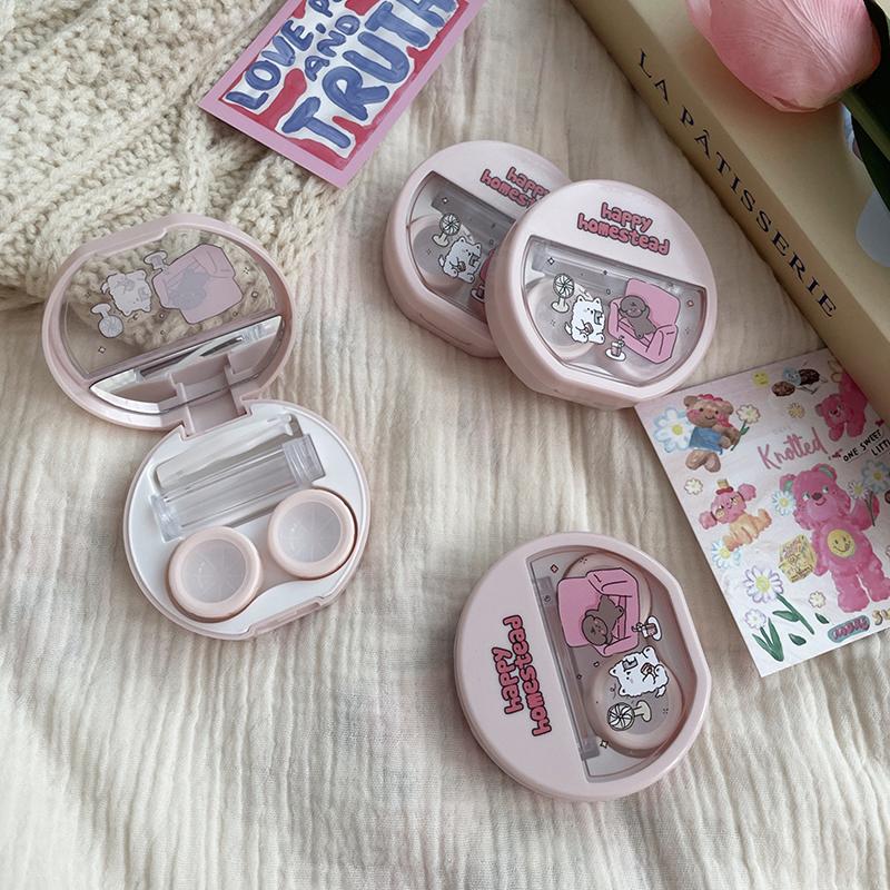 Ins Style Контактные линзы Уход Коробка Симпатичный Простой Футляр Для Хранения Контактных Линз Красота Ученик Контейнер Дорожный Набор