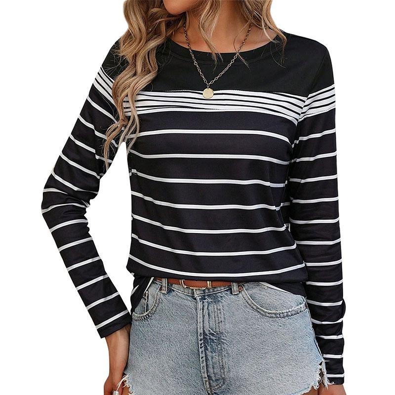 Women's Casual Striped Long Sleeved T-shirt