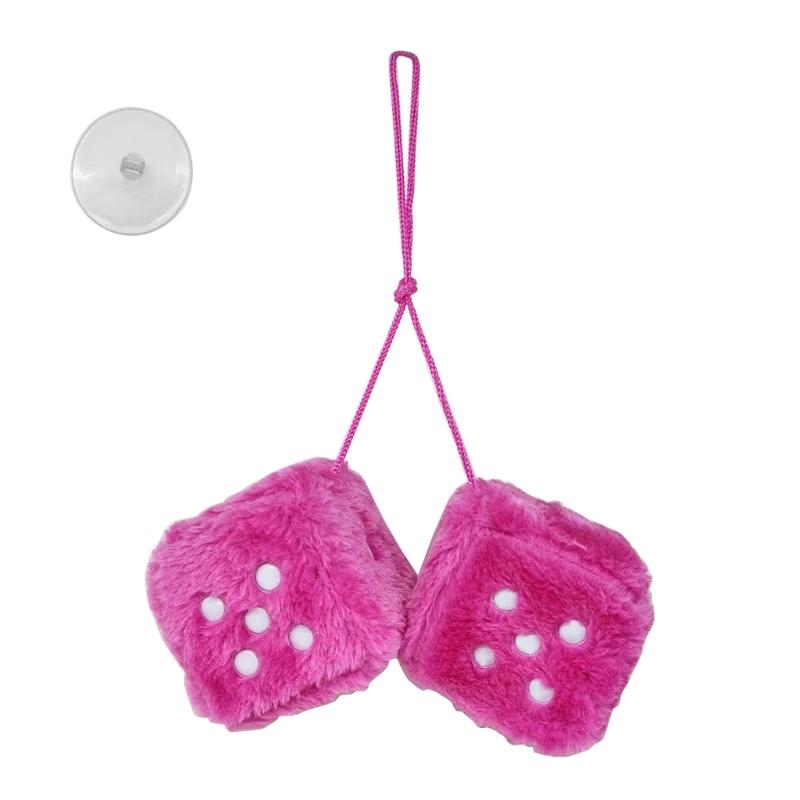 Подвесные игральные кости 3-дюймовые ретро квадратные зеркальные подвесные парные пушистые плюшевые игральные кости с точками для украшения интерьера автомобиля