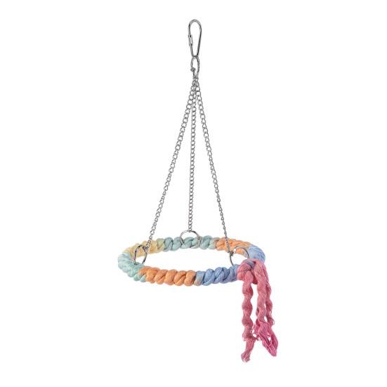 Игрушка для попугая, круглая веревка, игрушка для попугая, жевательная резинка, подставка для птиц, подвесная игрушка, качели, кольцо, аксессуар для клетки для птиц