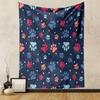 Colorful Paw Print Pattern on Navy Background Patterned Tapestry Decorative Wall Hanging, Home Bedroom Living Room Decor