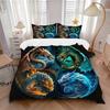 3pcs Composition of Fire Water Earth and Air Dragons Printed Quilt Set - Soft and Comfortable Quilt Cover for Bedroom, Guest Room and Dormitory D