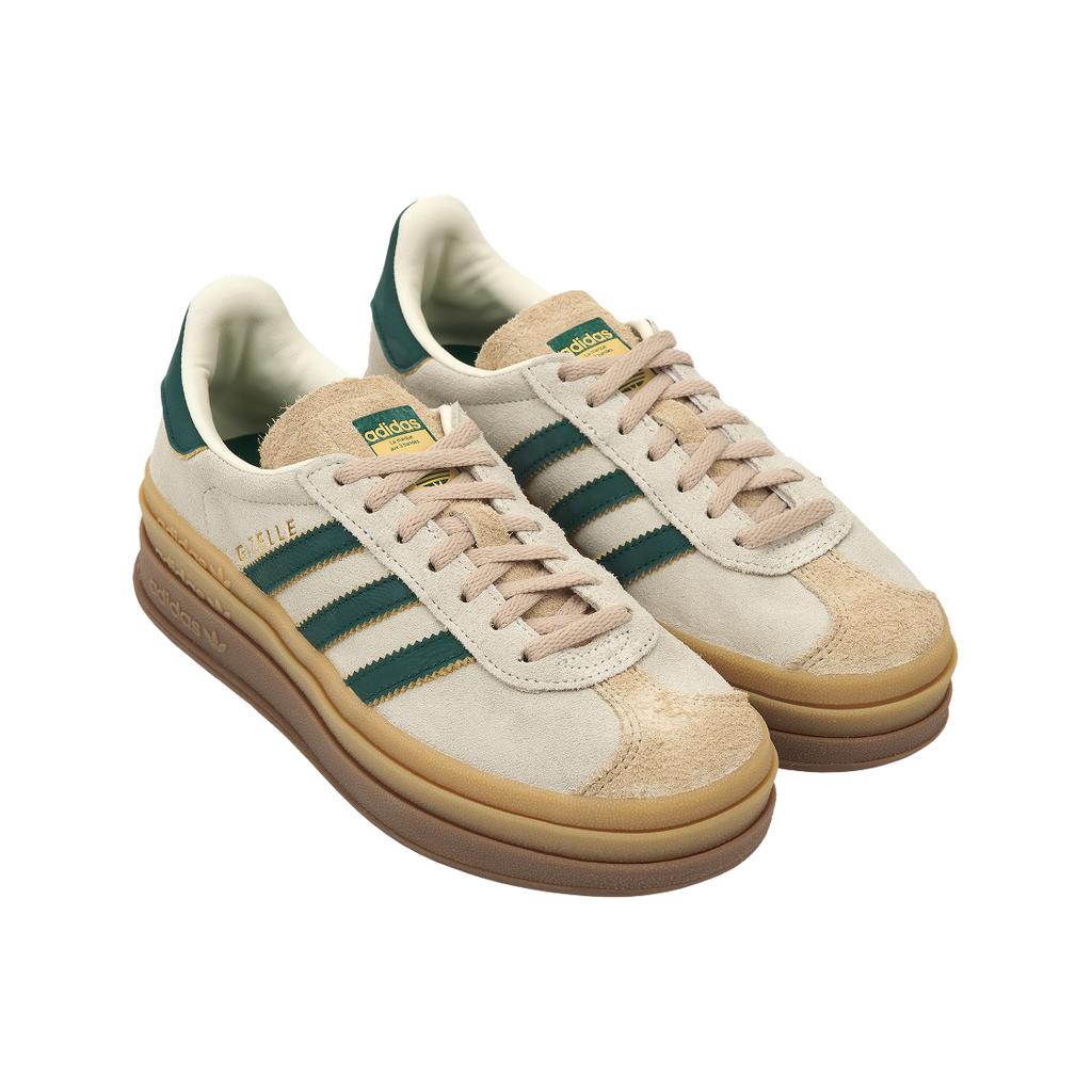 adidas Gazelle Bold Cream Collegiate Green Женские кроссовки Кремово-белые Magic-Beige ID7056