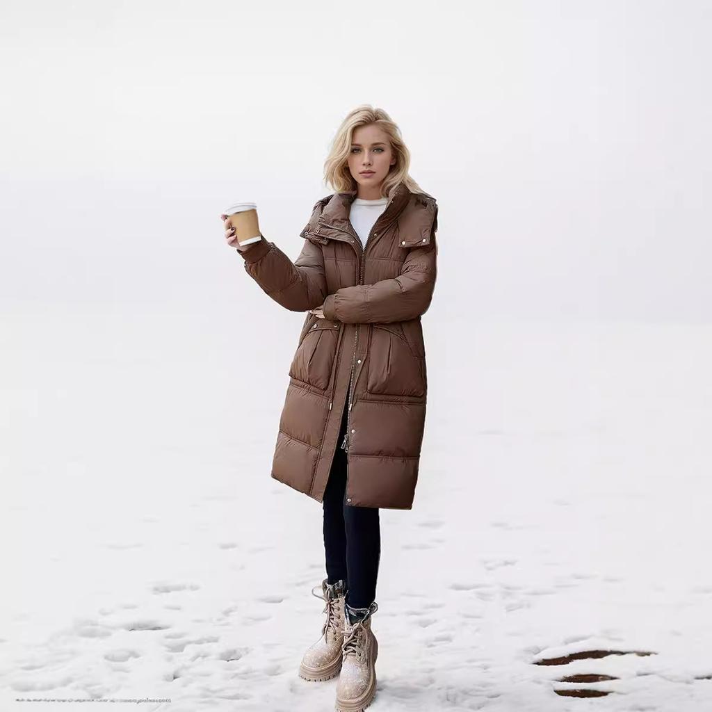 GMXIA Women's Vintage Casual Solid Color Print Autumn Winter Long Sleeve Hooded Jackets & Coats