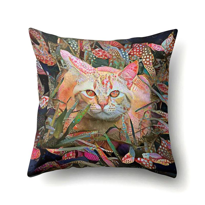 Полиэстеровая наволочка с мультяшным принтом животного, бархатная наволочка из персиковой кожи, наволочка на поясничную подушку, чехол для поясничной подушки для автомобиля
