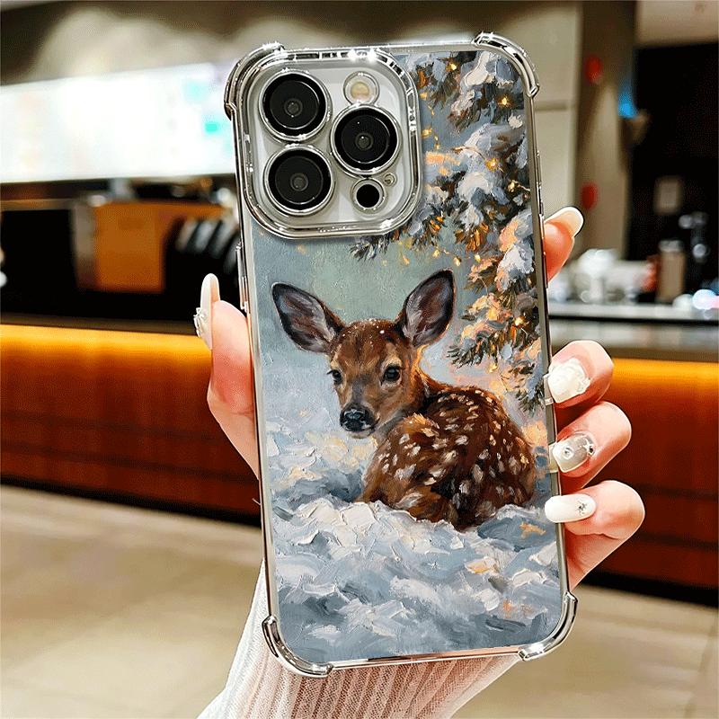 Чехол для телефона Sika Deer Elk Animal Мягкий для iPhone 15 16 17 Air 14 Pro Max 16E Plus 13 12 Mini Покрытие Защита от падения Fundas