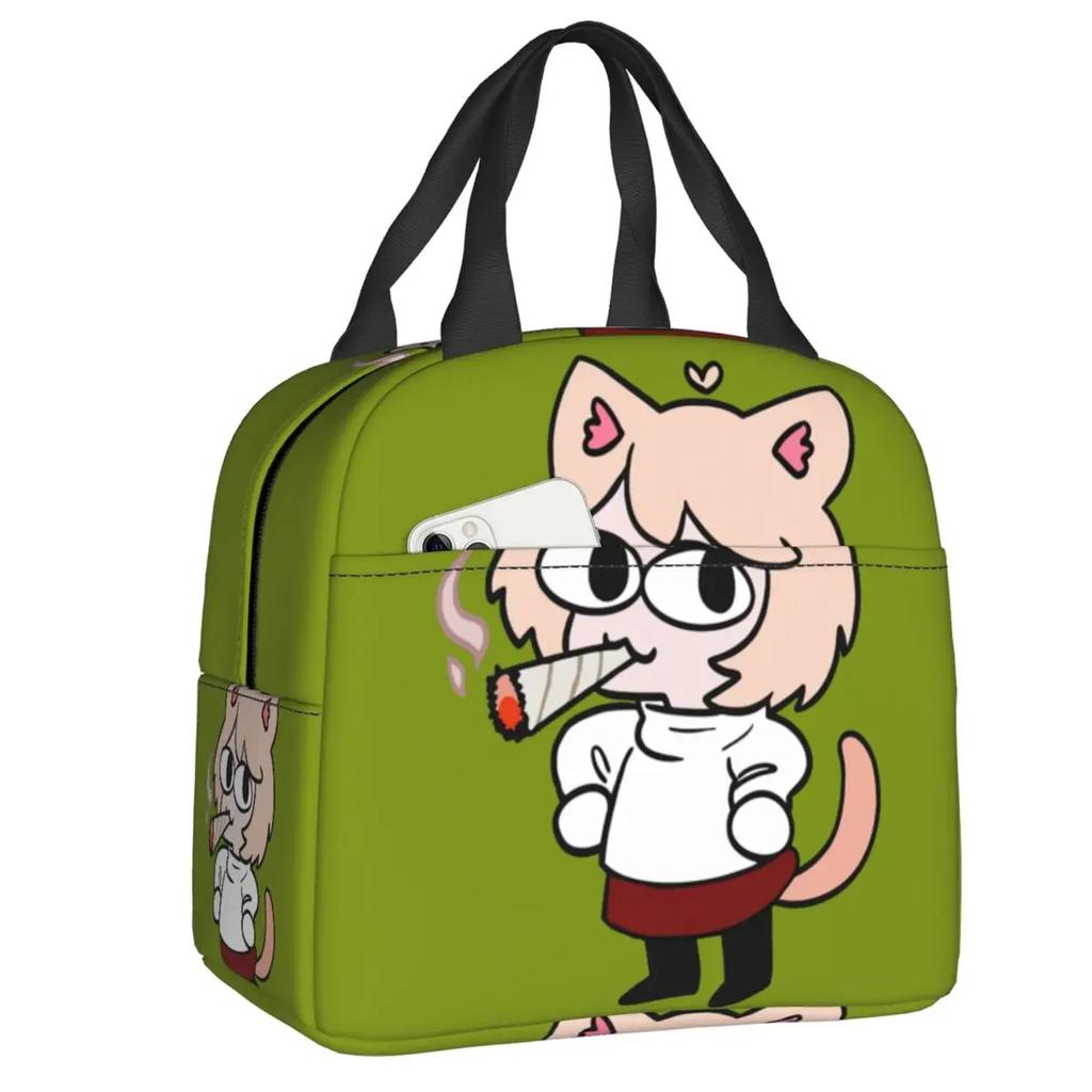 Neco Arc Cat Insulated Lunch Bags for Women Cartoon Comic Game Resuable Cooler Thermal Bento Box Work School Travel