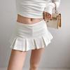 Плиссированная мини-юбка с низкой талией для женщин, летняя мода, сексуальные шорты трапециевидной формы для девочек, юбка Y2k, одежда серого, черного, белого цвета