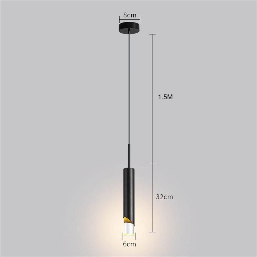 Черный золотой длинный светодиодный подвесной светильник для кухни, столовой, магазина, бара, акриловый подвесной светильник для спальни, прикроватный подвесной светильник