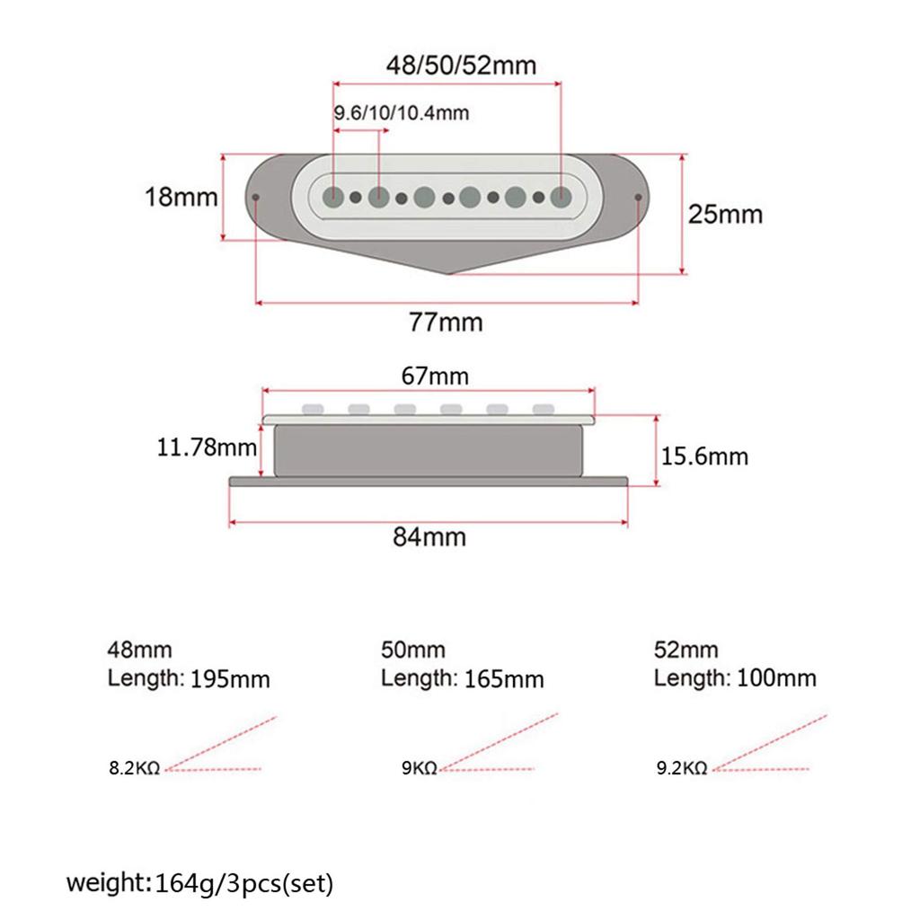 LuDa Alnico V Single Coil Pickup Set of 3 for SSS ST Style Guitar Black Color