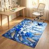 Floral Garden Theme Crystal Velvet Rug Personalized Custom Name Text Soft Floor Mat Home Decor