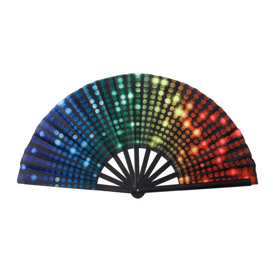 Большой складной веер, портативный радужный ручной вентилятор, летний охлаждающий вентилятор, украшение для танцевального костюма кунг-фу, аксессуары для вечеринки