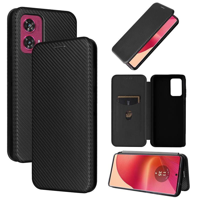 Кожаный флип-чехол из углеродного волокна для Moto Edge 50 Fusion 50 Ultra 40 Neo G84 G54 G34 G24 G14 G04, кошелек, сумка для телефона с гнездом для карт