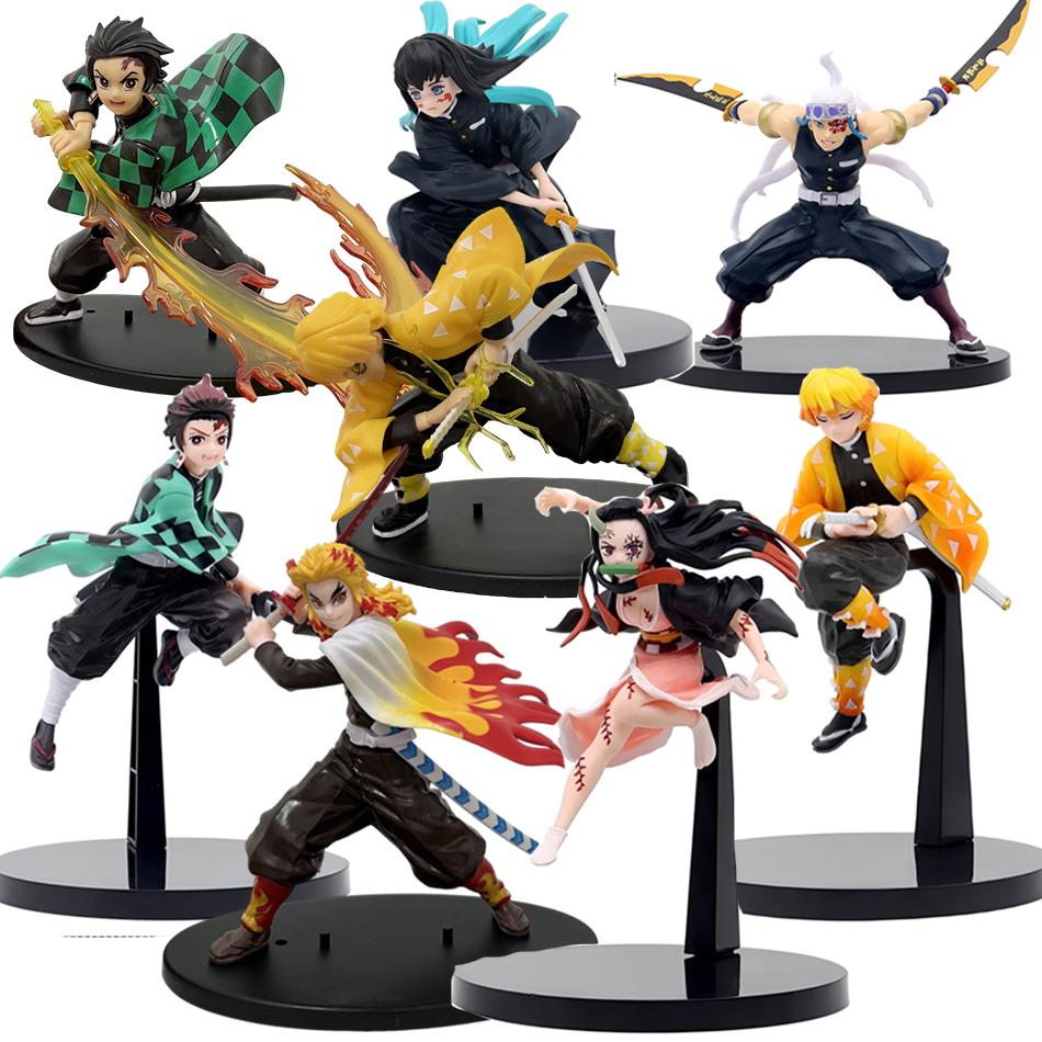 Demon Slayer Anime Battle Mode Figure Stove Door Charcoal Master Apricot Shoulang My Wife Shanyi Handheld PVC Model Toy Ornament