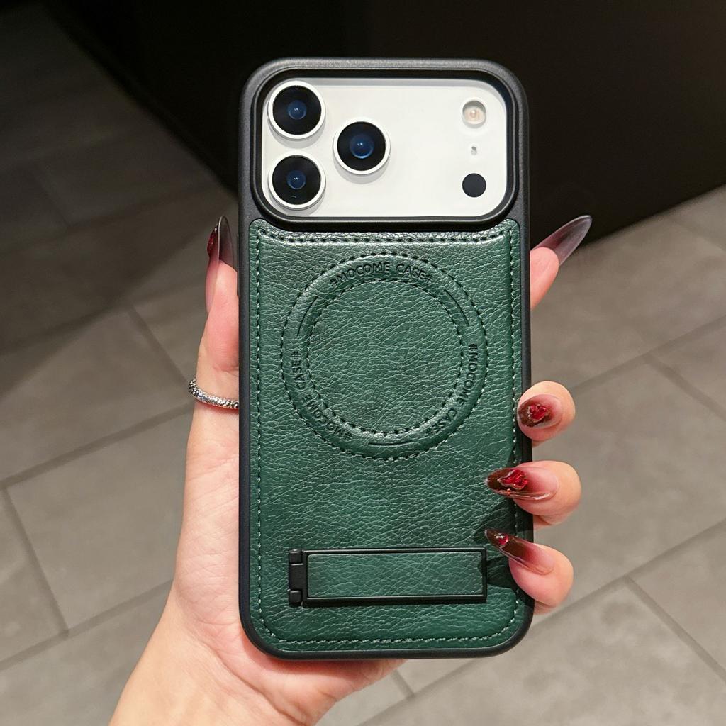Кристальная защитная подставка для чехла мобильного телефона iPhone17 кожаная магнитная присоска Apple 17ProMax противоударный защитный чехол