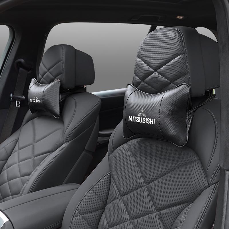 Car Logo Seat Headrest Neck Rest Protector Pillow Auto Interiors For Mitsubishi Eclipse Lancer Outlander Pajero ASX Colt I200 Ex