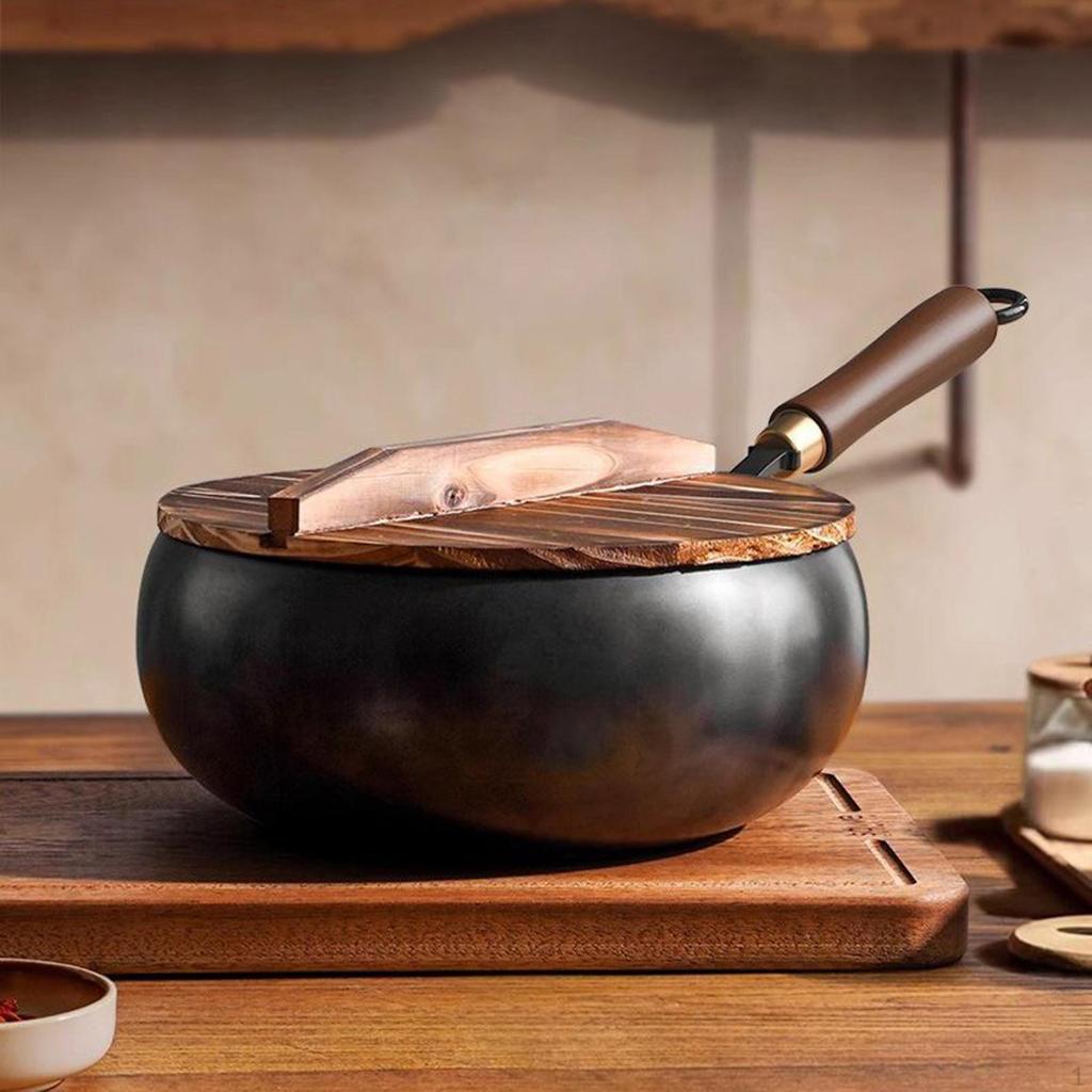 24 см железная сковорода Wok китайская кулинарная посуда для кипячения без покрытия газовая сковорода с плоским дном