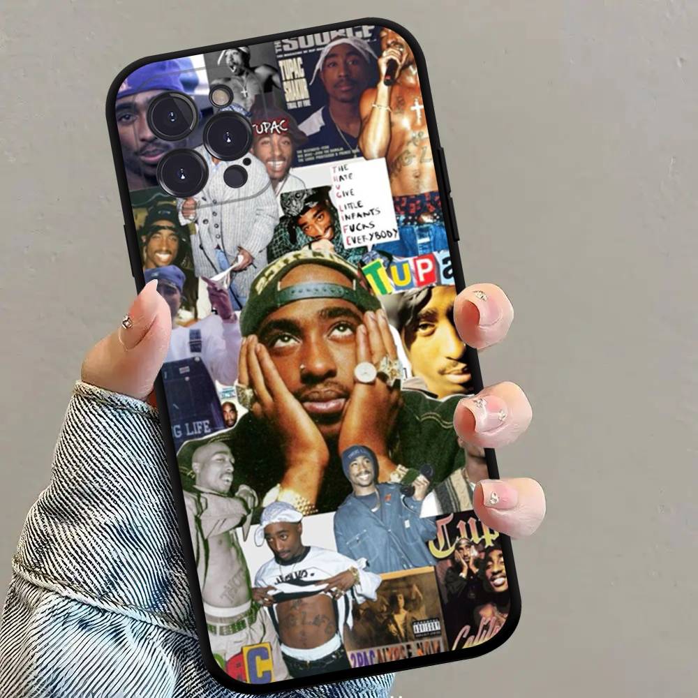Чехол для телефона из черного силикона TPU с изображением рэпера 2Pac, певца Tupac, для iPhone 17 Air 16 15 14 13 12 Pro 11 Pro Max Plus