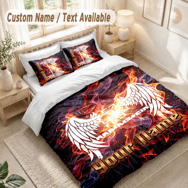 Custom Name Bedding Set 3 PiecesRammstein Print Duvet Cover + 2 Pillowcases Soft Bed Decor