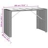 Bar Table with Glass Top Gray 185 x 80 x 110 cm Poly Rattan