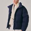 FILA Down Jackets Men's Blue Stand Collar Thickened Puffer Jacket FS2DJE4801X-INA