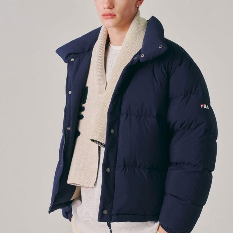FILA Down Jackets Men's Blue Stand Collar Thickened Puffer Jacket FS2DJE4801X-INA