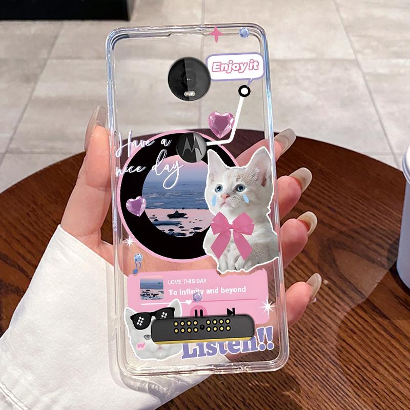 Casing For Motorola Moto Z4 Play Case Aesthetic Fashion Cute Cat Astronaut Soft Silicone Protective Cover Transparent Phone Case