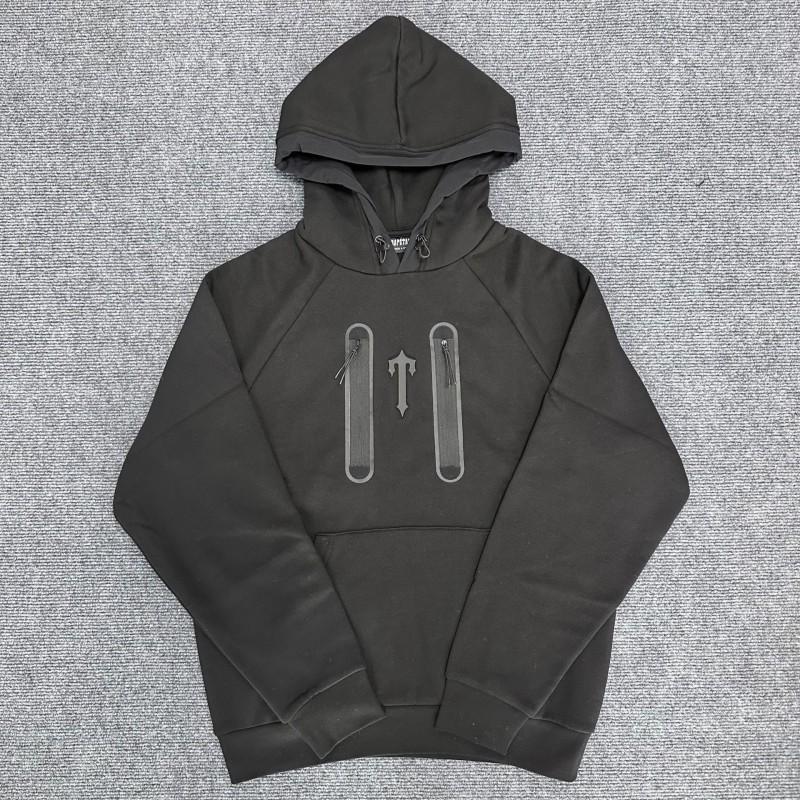 Mens Black Hooded Sweatshirt Pants Set Streetwear Casual Tracksuit Cotton Thick Winter Outfit