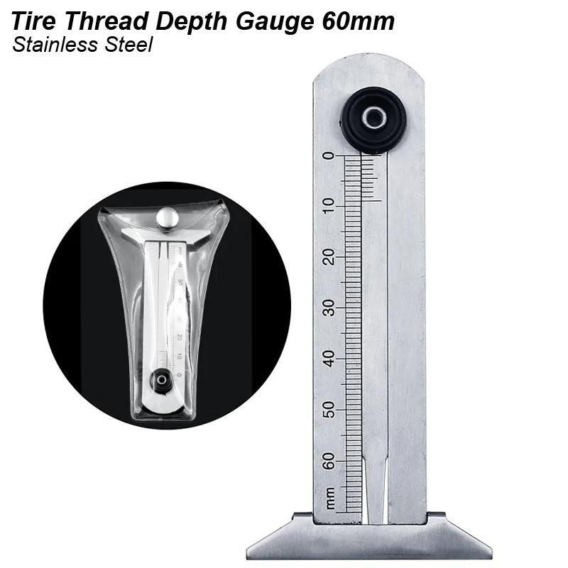 Tire Depth Meter Gauge Tyre Thread Caliper Checker Ruler Gage Groove Measure Tool Stainless Steel Auto Car Truck Depthometer