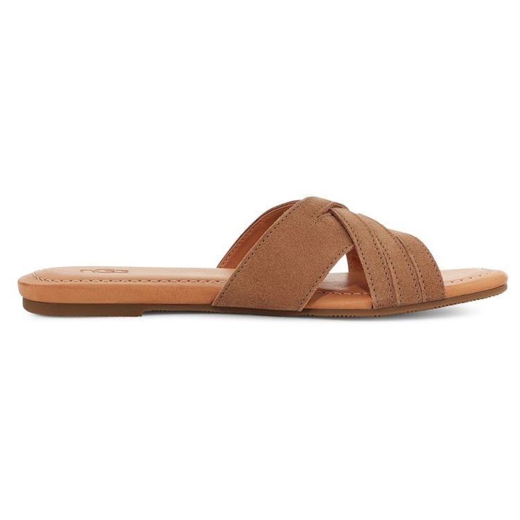 UGG Kenleigh Slide двухслойные легкие удобные модные тапочки из коровьей кожи женские тапочки каштановые 1142710-CHE
