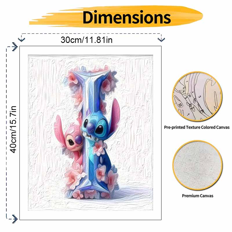 Disney Canvas Painting Kit Stitch Angel Home Decor Craft Perfect Gift IdeaCreative Art