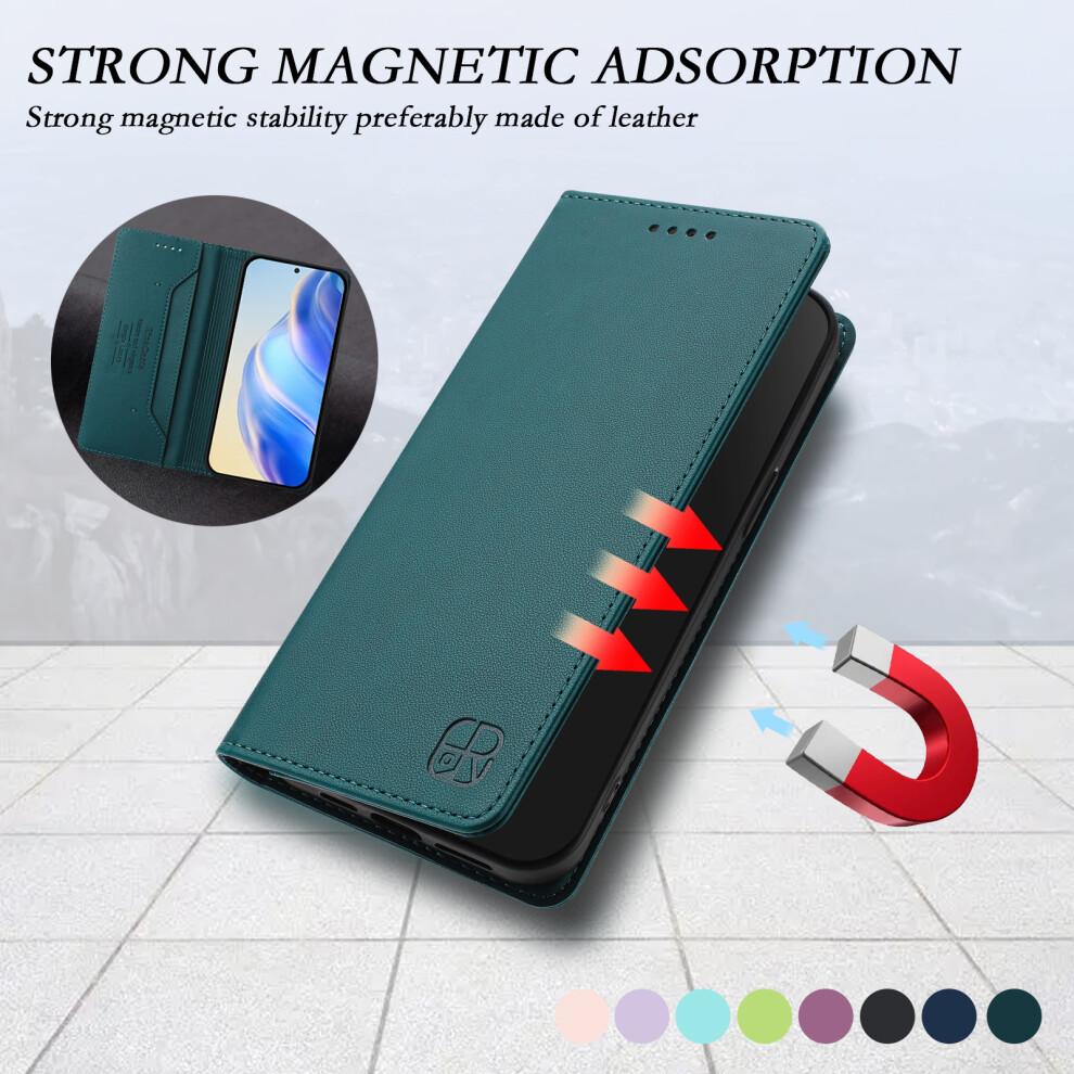 (iPhone 16e, Dark Green) For iPhone 16e Leather Case RINACASIS RC01 Phone Cover with RFID Blocking Wallet Stand
