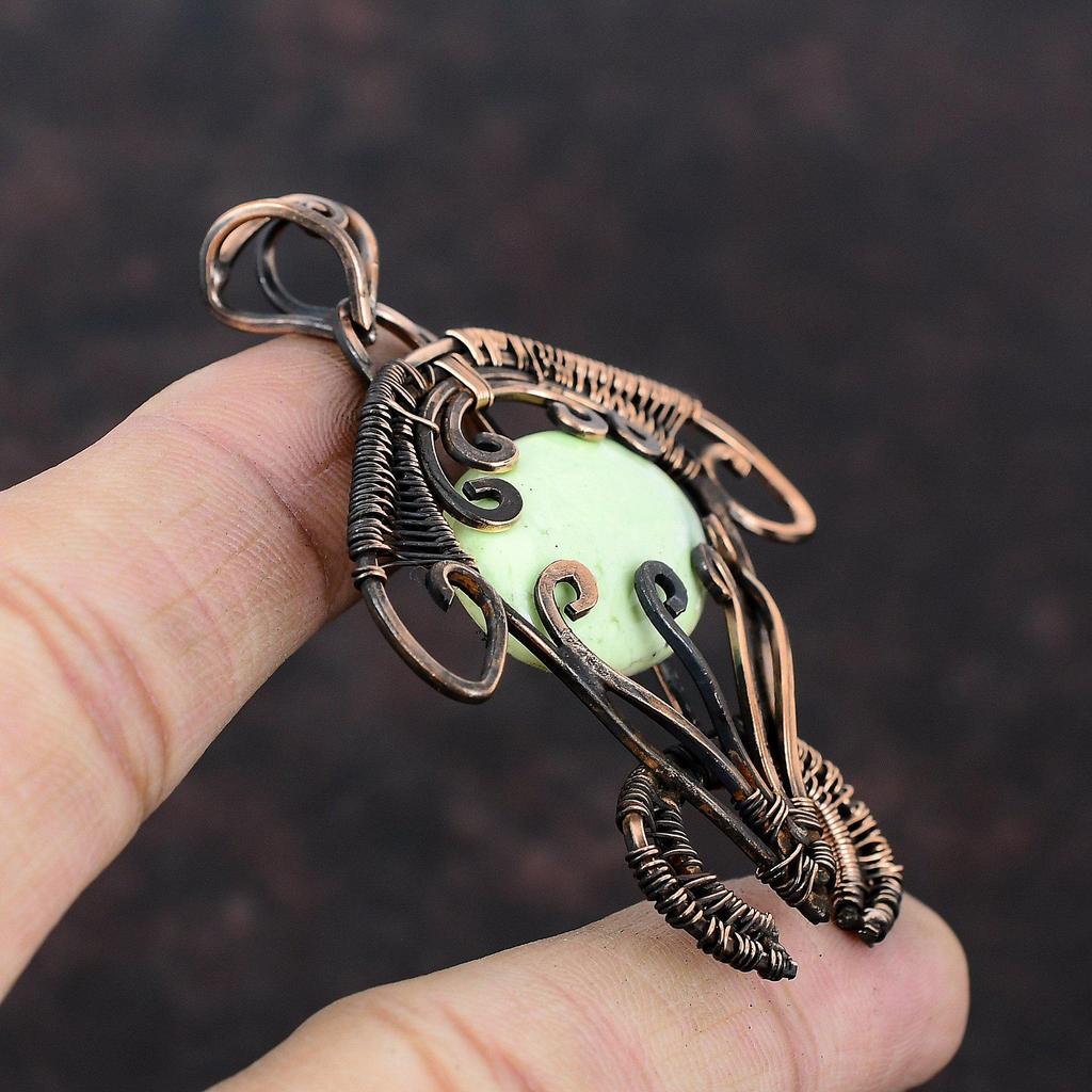 Подвеска из лимонного хризопраза, обернутая медной проволокой, подвеска в виде черепахи, ювелирное изделие ручной работы, подвеска из драгоценного камня, обернутая медной проволокой, ювелирное изделие для подарка