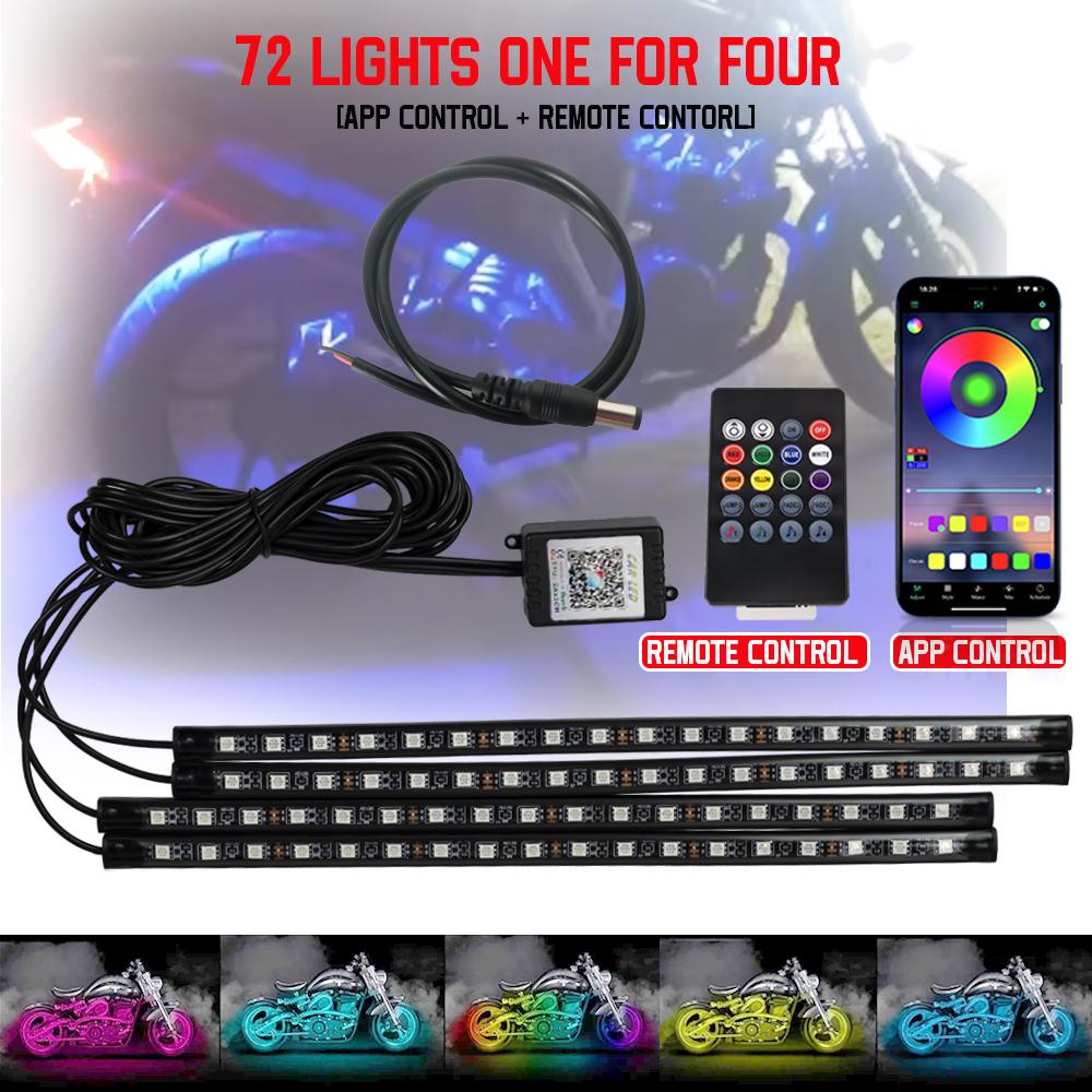 RGB LED Atmosphere Ambient Light Kit Remote APP Control Flexible Waterproof Neon Strip For Car Motorcycle Decorative Lamp 12V