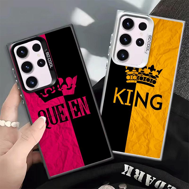 Queen King Couple Theme Soft Phone Case for Samsung Galaxy S24 S25 FE S26 Edge S23 Ultra S22 Plus S21 + Shockproof Cover Back Sh