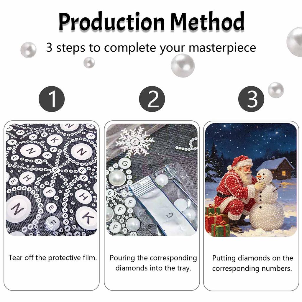 Christmas Pearl Painting Kit Handmade DIY Santa Claus And Snowman Home Decoration Painting
