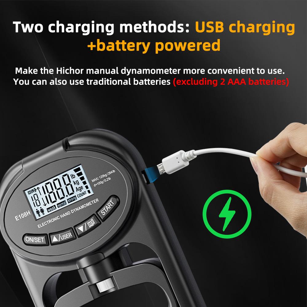 Тестер силы хвата 265 фунтов/120 кг цифровой ручной динамометр измеритель силы хвата USB ЖК-экран ручной динамометр