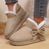 Cotton Slippers for Home Use, Thick and Warm Cotton Shoes with Bows, Cotton Boots for Autumn and Winter