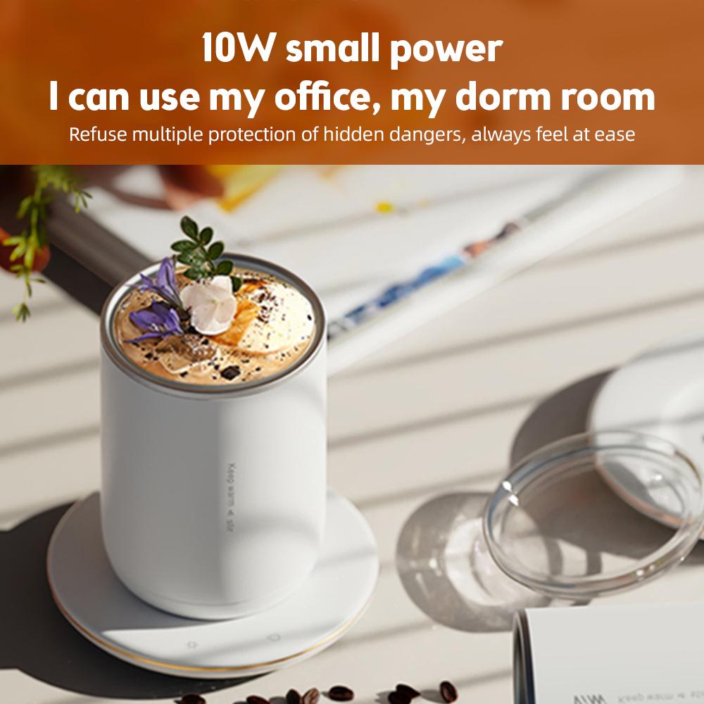 2 In 1 Self Stirring Coffee Mug 55 Celsius /131 Fahrenheit Constant Temperature Cup Warmer 10W Magnetic Self Stirring