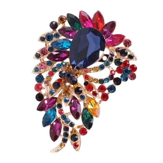 Elegant Colorful Rhinestone Irregular Brooch Shape Vibrant Color Glass Pin Shawl Scarf Suit Collar Badge