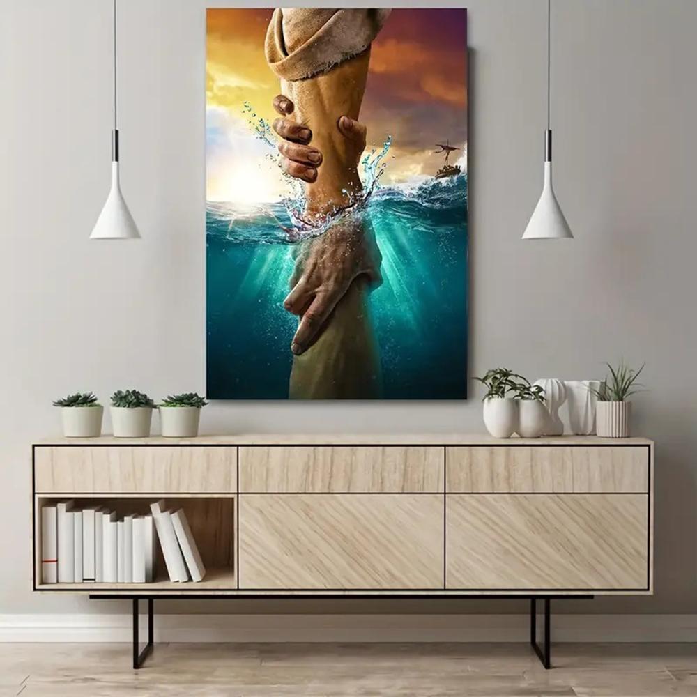 Иисус мой Спаситель Христианский Домашний Декор Дай мне свою руку Рука Иисуса Христа Религиозный Без рамы