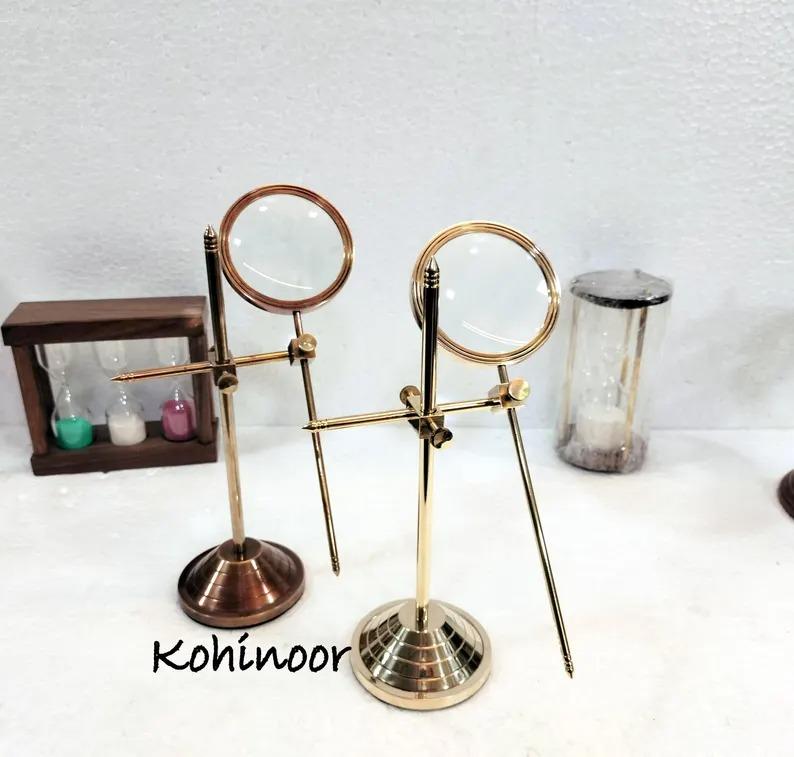 Brass Adjustable Magnifying Glass: Desktop Decor, 4X Lens
