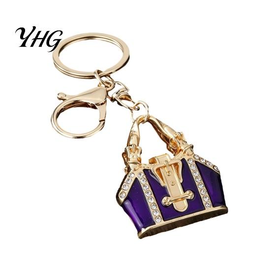 Zinc Alloy Pendant Mini Handbag Keychain with Rhinestone, for Decorative Accessory Keys Handbags Backpacks, Lightweight Women Fashionable