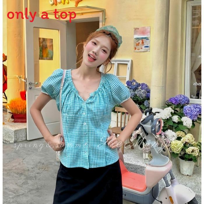 Womens Summer Plaid Shirt With Stretch Polyester Vneck Casual Blouse For Daily Wear