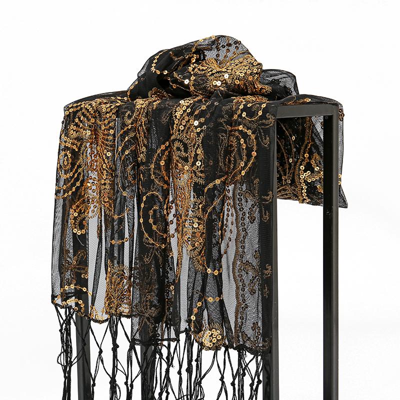 Новые пайеточные шарфы-шали для женщин, вечерние платья, элегантные шали, женский золотистый блестящий металлический шарф, блестящие шали-накидки