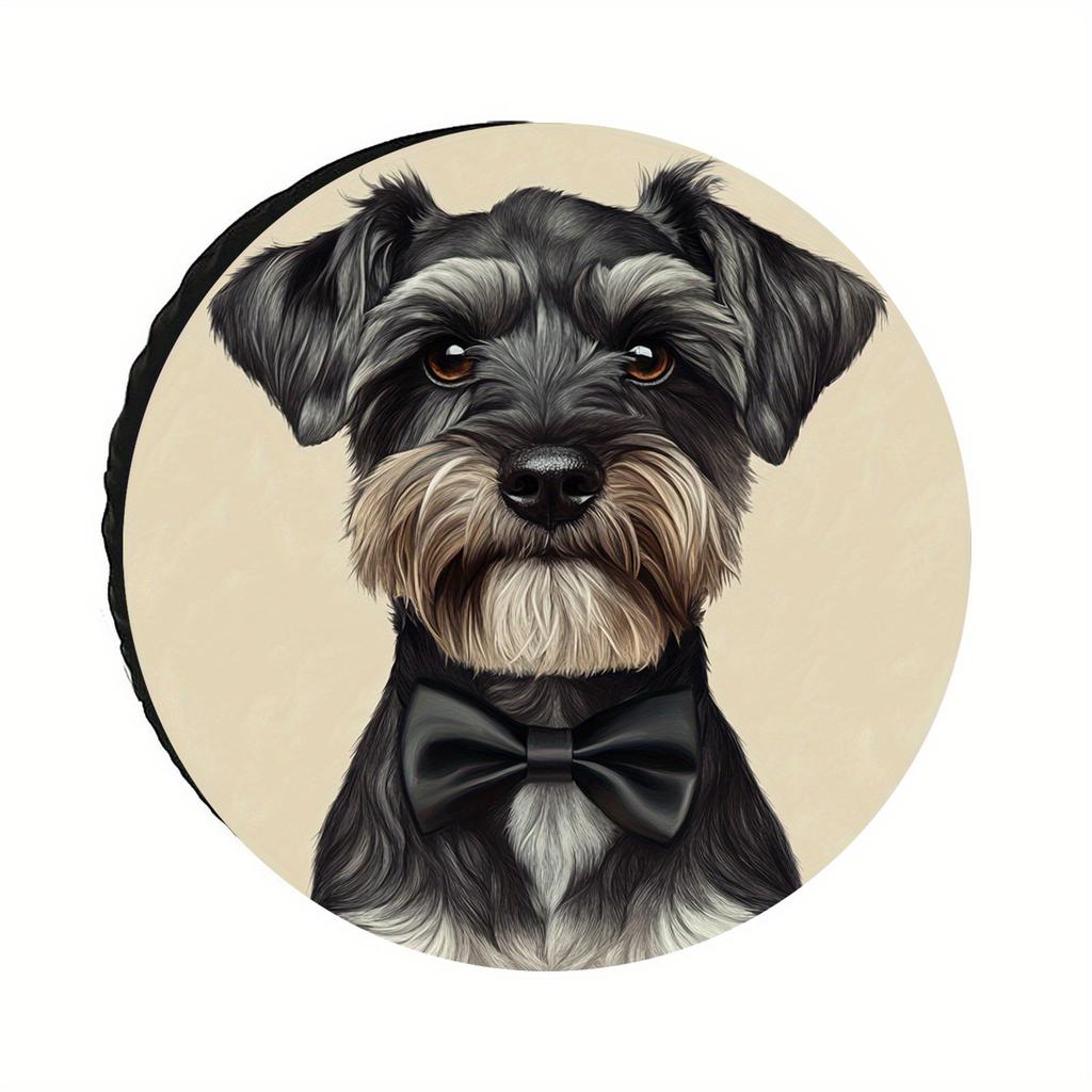 Schnauzer Dog Portrait Bow Tie Spare Tire Cover Waterproof Polyester Wheel Protector for SUV Truck