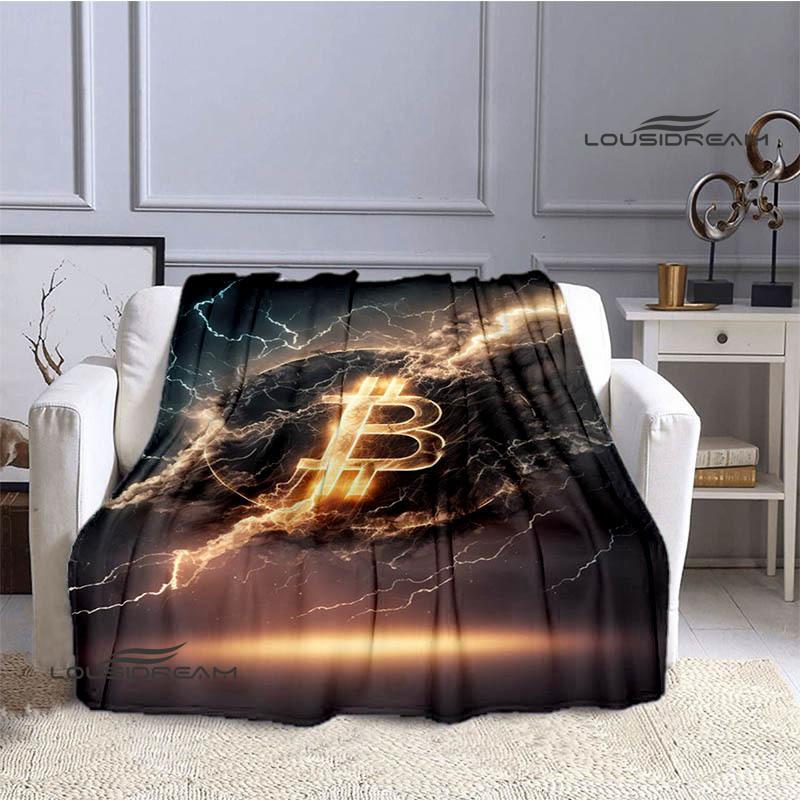 Bitcoin Fashion Printed Blanket Kids Warm Blanket Flannel Soft Cozy Blanket Sofa Bed Blanket Travel Blanket Birthday Gift